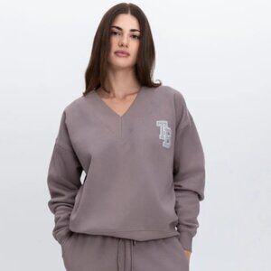 THE BAR - ARLO V-NECK SWEATSHIRT CINDER/GREY - Size Medium